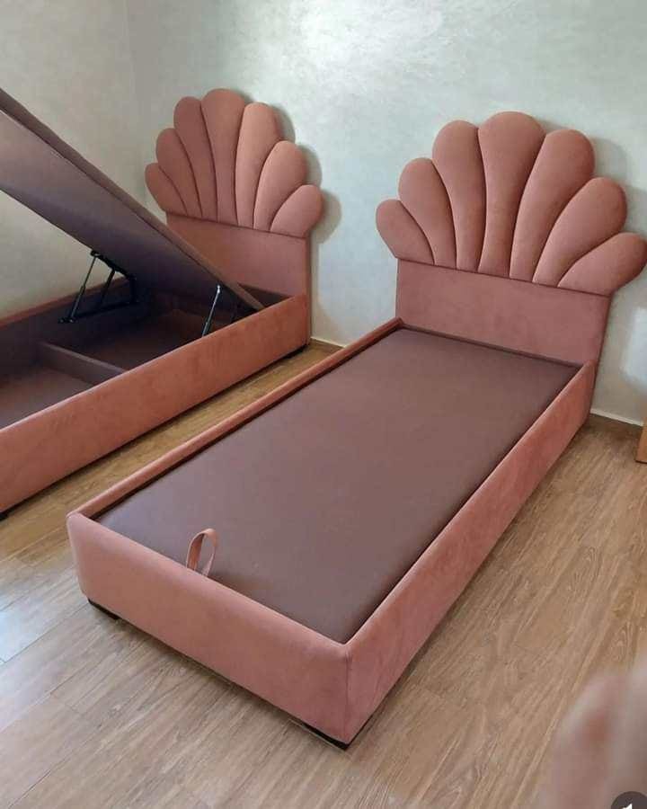 أسرّة أطفال مخملية بتصميم الصدفة وتخزين هيدروليكي - مفروشات البشيري